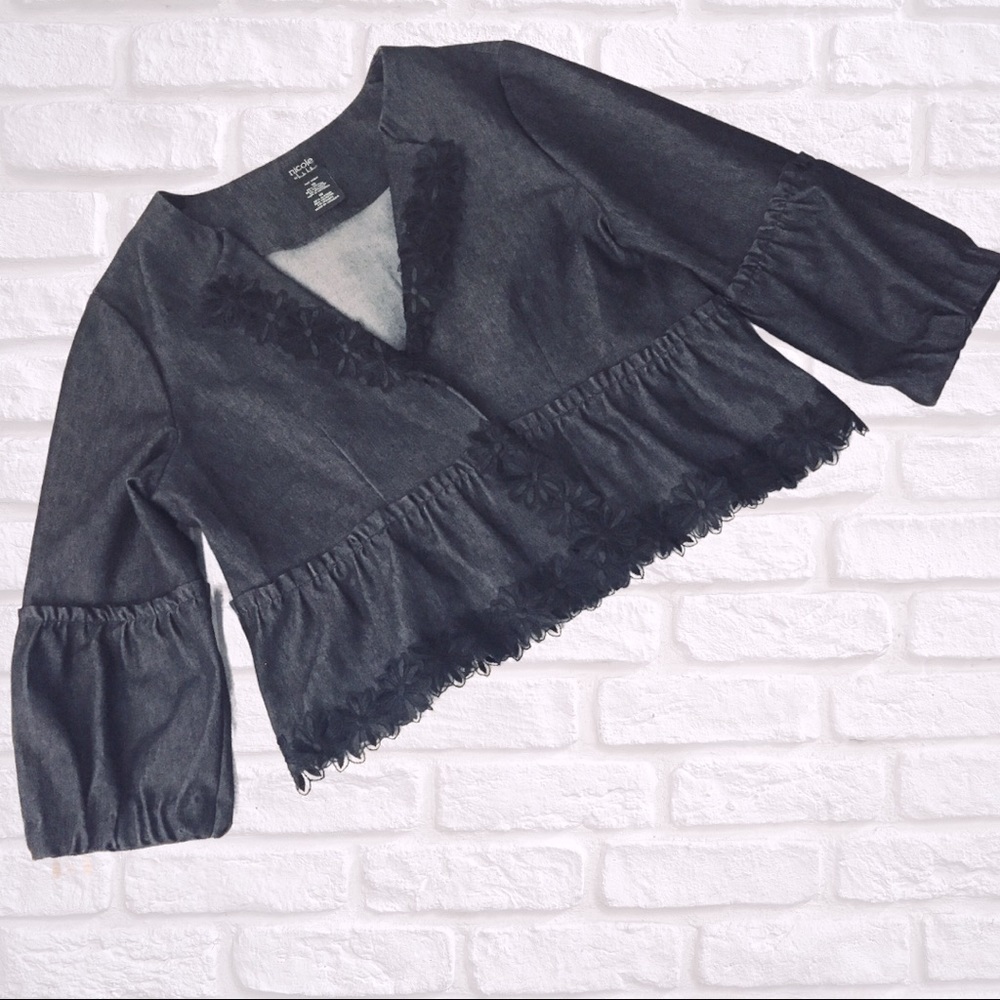 NICOLE MILLER LACE TRIMMED JACKET